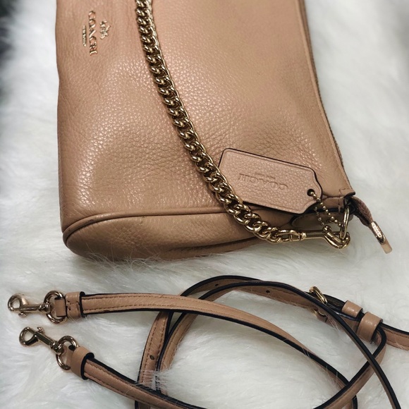 Coach Leather Crossbody Clutch Handbag Purse Gold - Picture 7 of 10